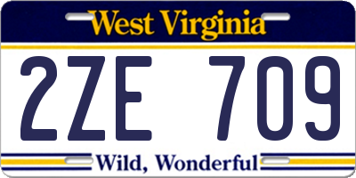 WV license plate 2ZE709