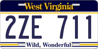 WV license plate 2ZE711