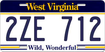 WV license plate 2ZE712