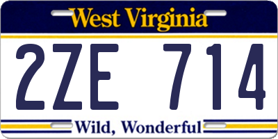WV license plate 2ZE714