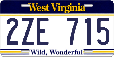 WV license plate 2ZE715