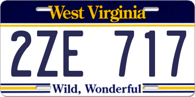WV license plate 2ZE717