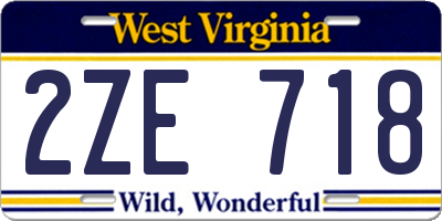 WV license plate 2ZE718