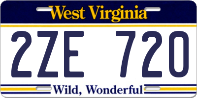 WV license plate 2ZE720