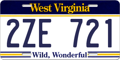 WV license plate 2ZE721