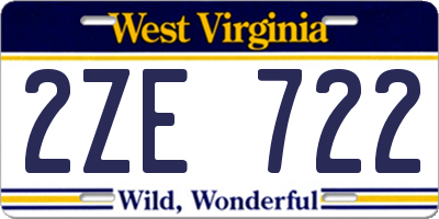 WV license plate 2ZE722
