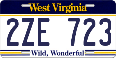WV license plate 2ZE723
