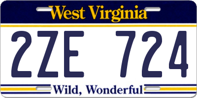 WV license plate 2ZE724