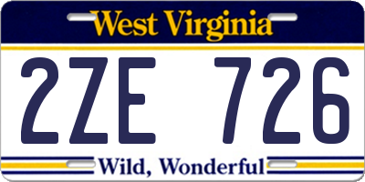 WV license plate 2ZE726