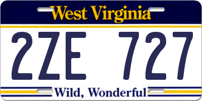 WV license plate 2ZE727