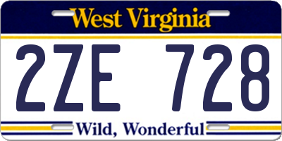 WV license plate 2ZE728