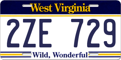 WV license plate 2ZE729
