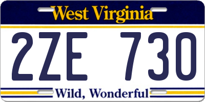WV license plate 2ZE730