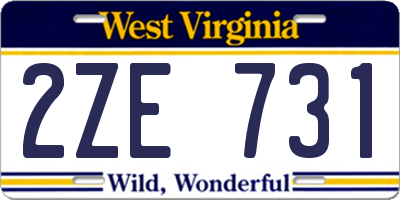 WV license plate 2ZE731