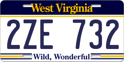 WV license plate 2ZE732