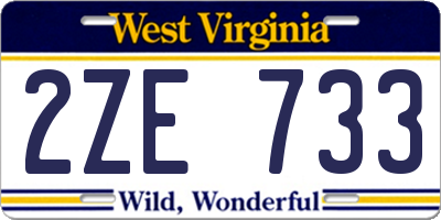 WV license plate 2ZE733