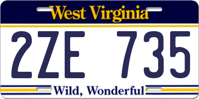WV license plate 2ZE735