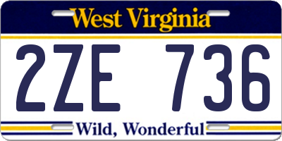 WV license plate 2ZE736