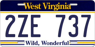 WV license plate 2ZE737