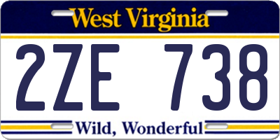 WV license plate 2ZE738