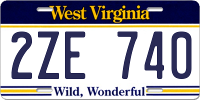 WV license plate 2ZE740