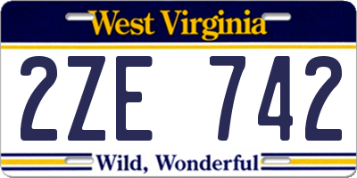 WV license plate 2ZE742