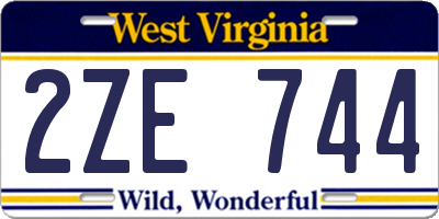 WV license plate 2ZE744