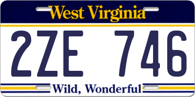 WV license plate 2ZE746