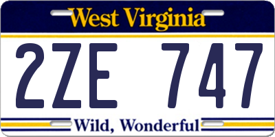 WV license plate 2ZE747
