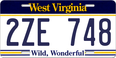 WV license plate 2ZE748