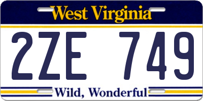 WV license plate 2ZE749