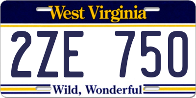 WV license plate 2ZE750