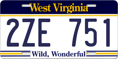 WV license plate 2ZE751