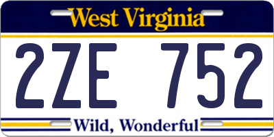 WV license plate 2ZE752