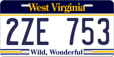 WV license plate 2ZE753