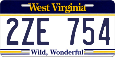 WV license plate 2ZE754