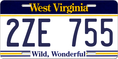 WV license plate 2ZE755