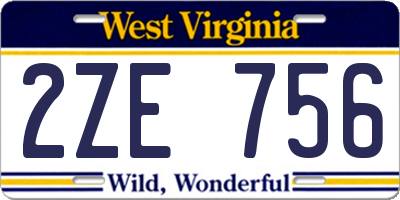 WV license plate 2ZE756