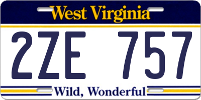 WV license plate 2ZE757