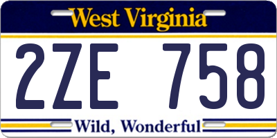 WV license plate 2ZE758