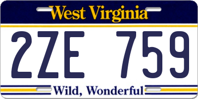 WV license plate 2ZE759