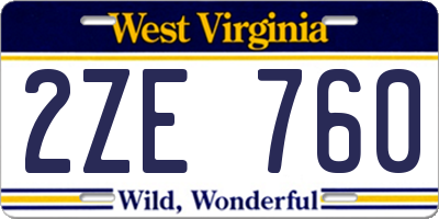 WV license plate 2ZE760