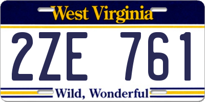 WV license plate 2ZE761