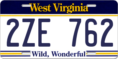 WV license plate 2ZE762
