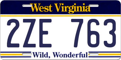 WV license plate 2ZE763