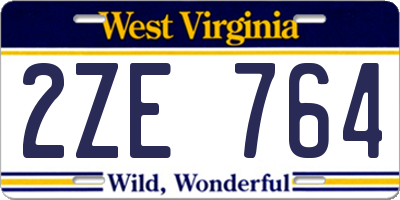 WV license plate 2ZE764