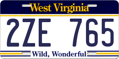 WV license plate 2ZE765