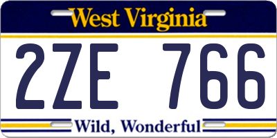 WV license plate 2ZE766