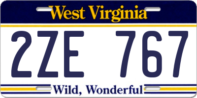 WV license plate 2ZE767