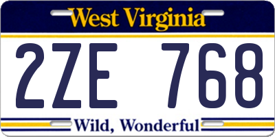 WV license plate 2ZE768